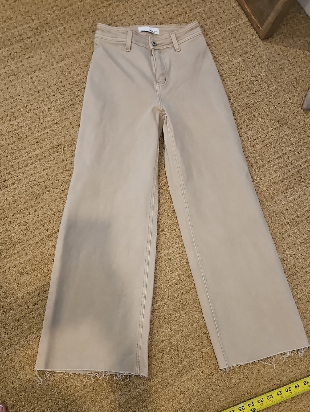 High-Rise Wide Leg Jeans in Light Beige Stretchy